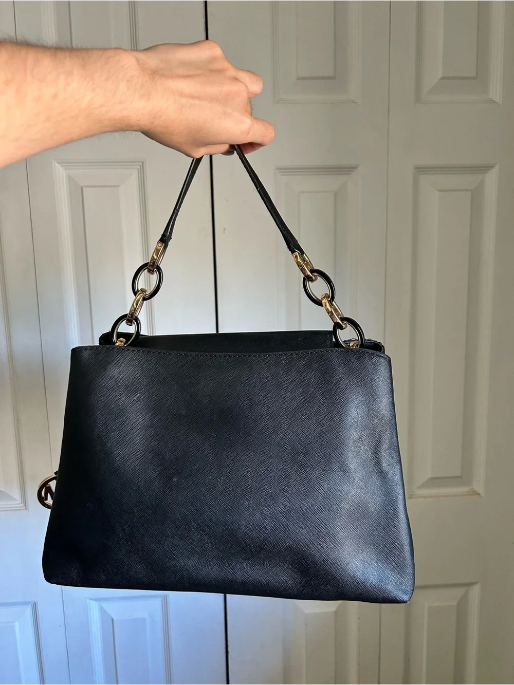 Michael Kors Portia Black Saffiano Leather Shoulder Bag